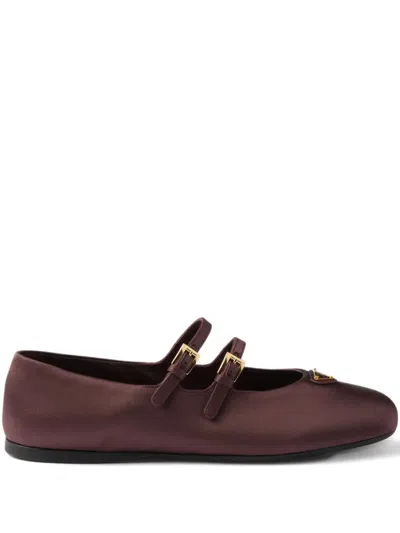 Prada Satin Ballet Flats In Red