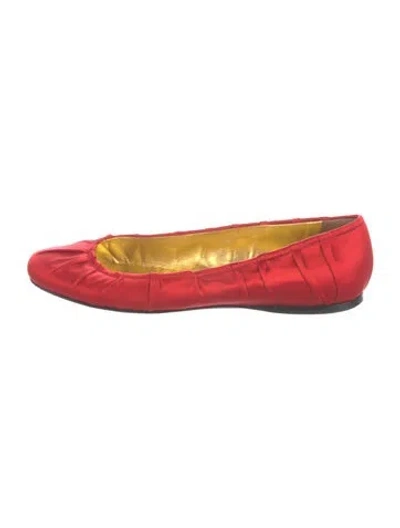 Pre-owned Prada Satin Ballet Flats In Red