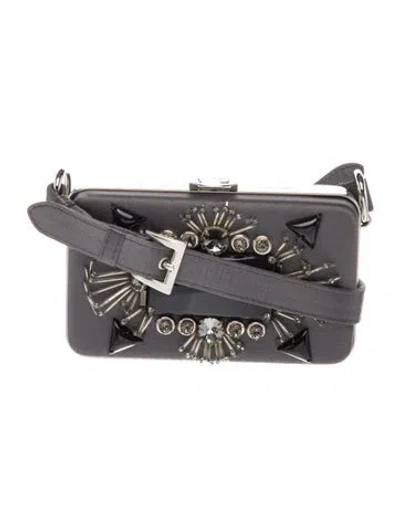 Pre-owned Prada Satin Belt Bag Mini In Gray