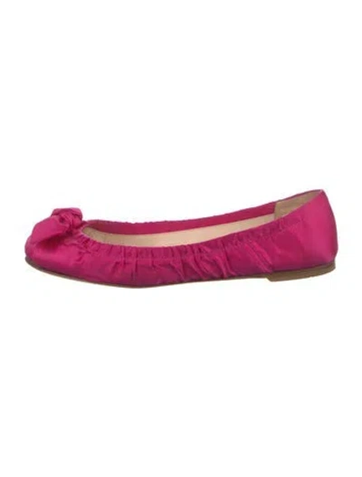 Pre-owned Prada Satin Bow Accents Ballet Flats In Pink