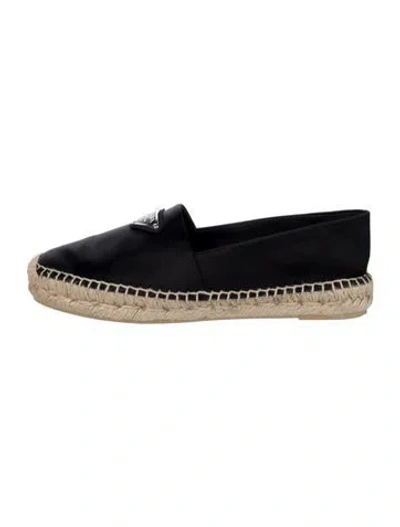 Pre-owned Prada Satin Bow Accents Espadrilles In Blue