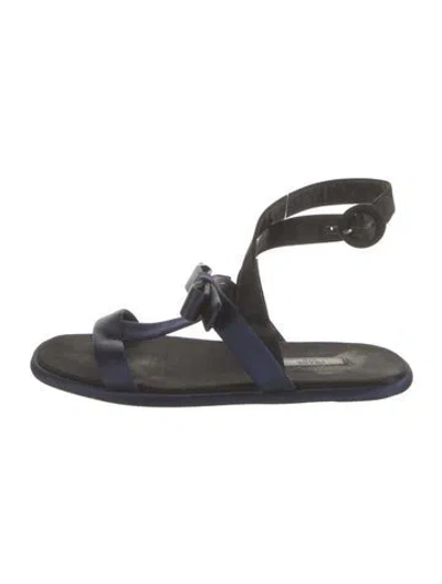 Pre-owned Prada Satin Bow Accents Gladiator Sandals In Blue