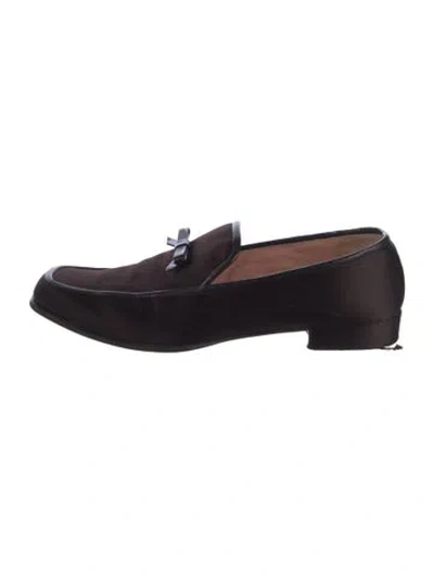 Pre-owned Prada Satin Bow Accents Loafers In Brown
