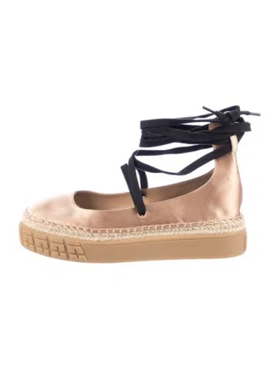 Pre-owned Prada Satin Braided Accents Espadrilles In Neutrals