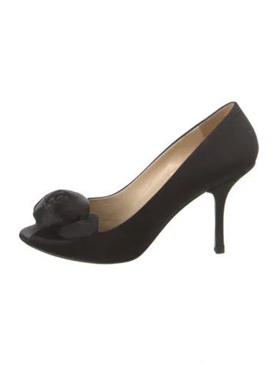 Pre-owned Prada Satin Braided Accents Pumps In Black