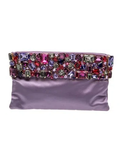 Pre-owned Prada Satin Clutch In Purple