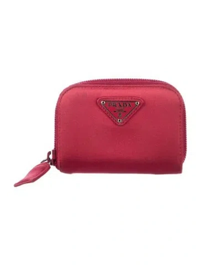Pre-owned Prada Satin Coin Pouch In Red
