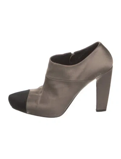 Pre-owned Prada Satin Colorblock Pattern Boots In Gray