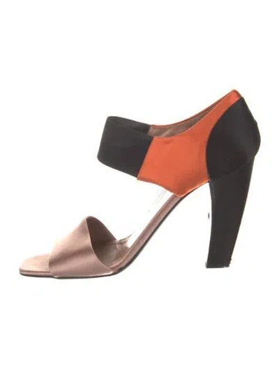 Pre-owned Prada Satin Colorblock Pattern D'orsay Pumps In Black