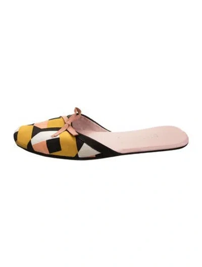 Pre-owned Prada Satin Colorblock Pattern Mules In Pink