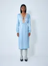Prada Satin Crepe And Lace Dress In Blue