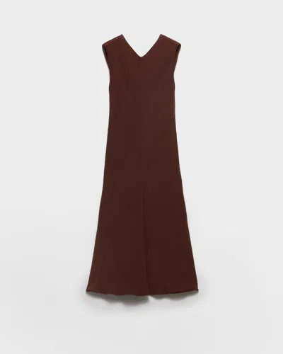Prada Sleeveless Open-back Cady Crepe Midi Dress In Brown
