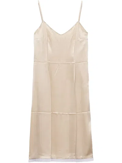 Prada Slip Crepe Satin Dress In Desert Beige
