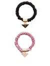 Prada Logo Elastic Hair Set In Black  