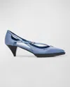 Prada Satin Crisscross Buckle Pumps In Pervinca