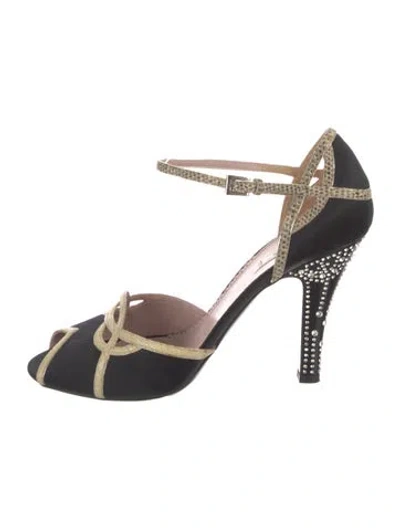 Pre-owned Prada Satin Crystal Embellishments Pumps