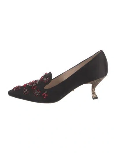 Pre-owned Prada Satin Crystal Embellishments Pumps In Blue