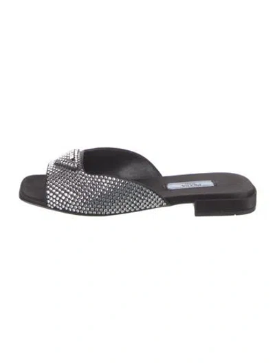 Pre-owned Prada Satin Crystal Embellishments Slides In Multi