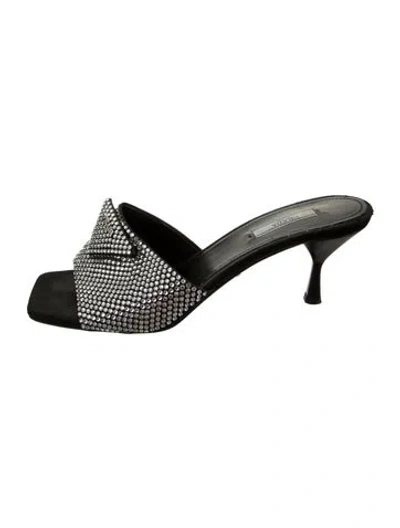 Pre-owned Prada Satin Crystal Embellishments Slides In Multicolor