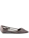 Prada Satin Cut-out Ballet Flats In Gray