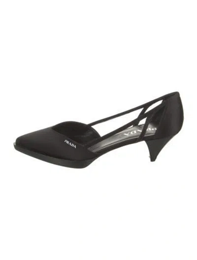 Pre-owned Prada Satin Cutout Accent Slingback Pumps In Black