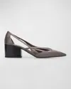 Prada Pointed Toe Block Heel Cut-out Pumps In Ardesia