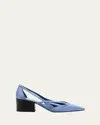 Prada Satin Cutout Block-heel Pumps In Pervinca