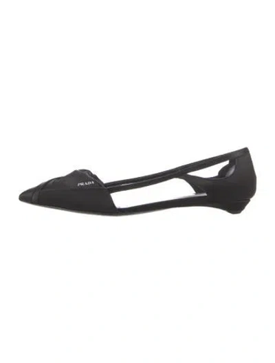 Pre-owned Prada Satin D'orsay Flats In Black