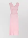 Prada Satin Dress With Lace Detailing And V-neckline