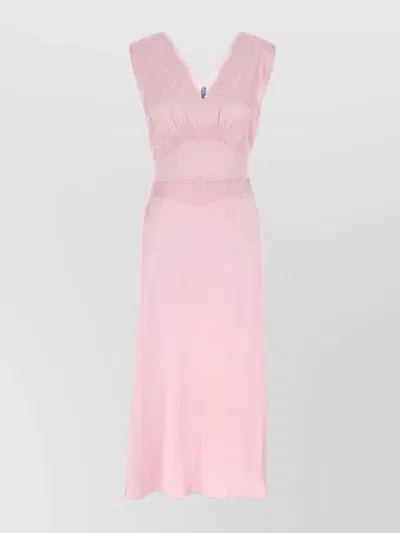 PRADA SATIN DRESS WITH LACE DETAILING AND V-NECKLINE