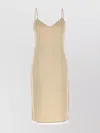 Prada Satin Dress With Spaghetti Straps And V-neckline In Neutral