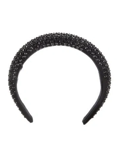 Pre-owned Prada Satin Embellished Headband In Black