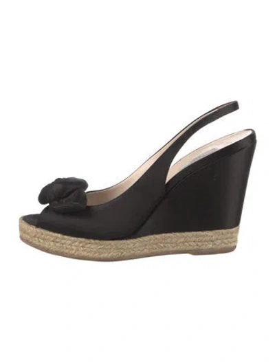 Pre-owned Prada Satin Espadrilles In Black