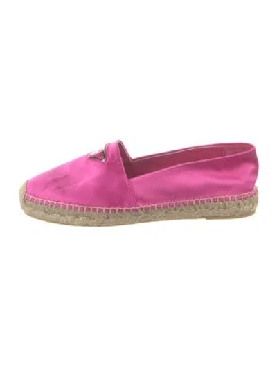 Pre-owned Prada Satin Espadrilles In Pink