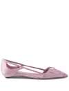 Prada Satin Ballerinas With Cut-out Design And Pointed Toe In Confetto