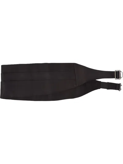 Prada Satin-finish Tuxedo Belt In Black