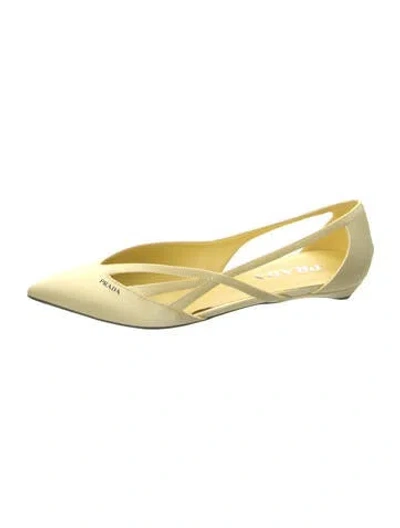 Pre-owned Prada Satin Flats In Yellow