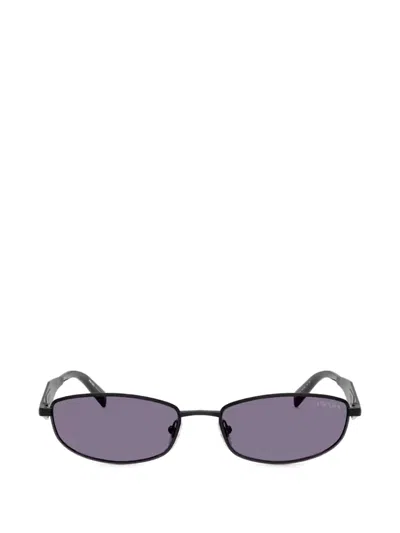 Prada Satin Geometric Sunglasses In Black