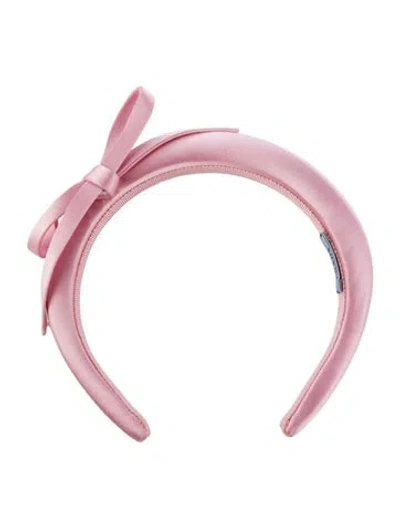 Pre-owned Prada Satin Head Band With Bow Accent In Pink