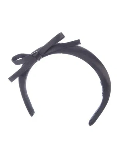 Pre-owned Prada Satin Headband With Bow Accent In Black