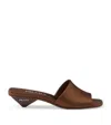 Prada 35mm Triangle-heel Satin Mules In Brown