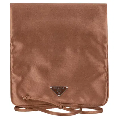 Pre-owned Prada Satin Jewellery Travel Pouch/organiser In Brown