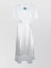 Prada Satin Lace Sleeve Midi Dress