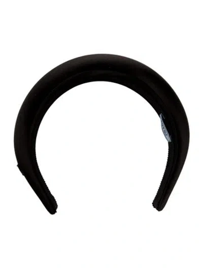 Pre-owned Prada Satin Logo Headband In Black