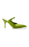 Prada Satin Mary Jane Mules In Green