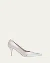 Prada 85 Patent Cap-toe Pumps In Beige