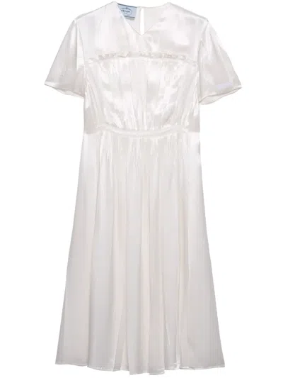 Prada Satin Midi Dress In White