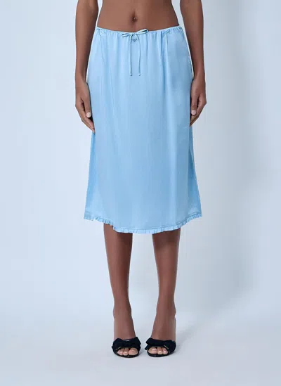 Prada Satin Midi Skirt In Blue