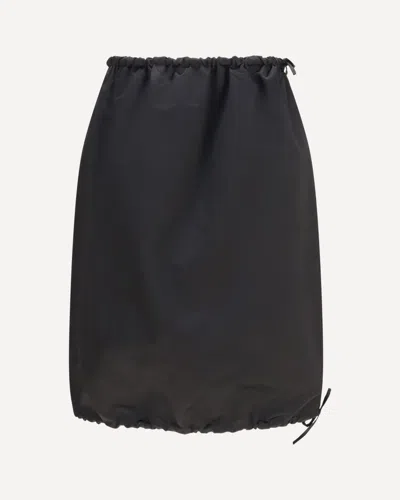 Prada Satin Midi Skirt With Drawstring In Black