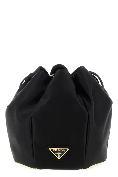 Prada Satin Mini Bucket Bag In Black